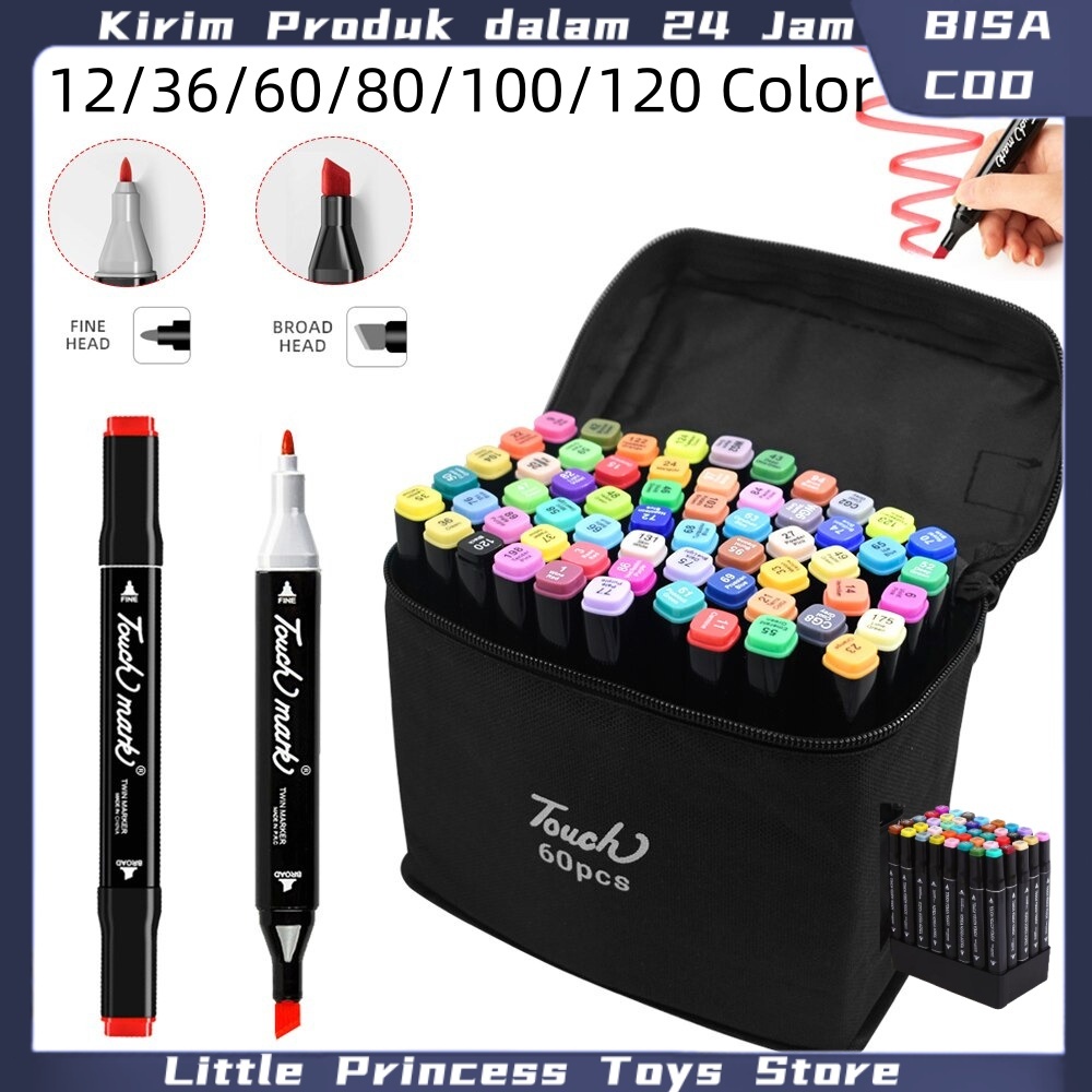 12/36/60/80/100/120 Color Marker Set Dual Side Marker Brush Pen Marker ...