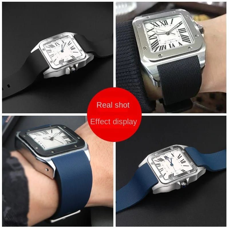 Cartier santos 100 xl rubber strap hotsell