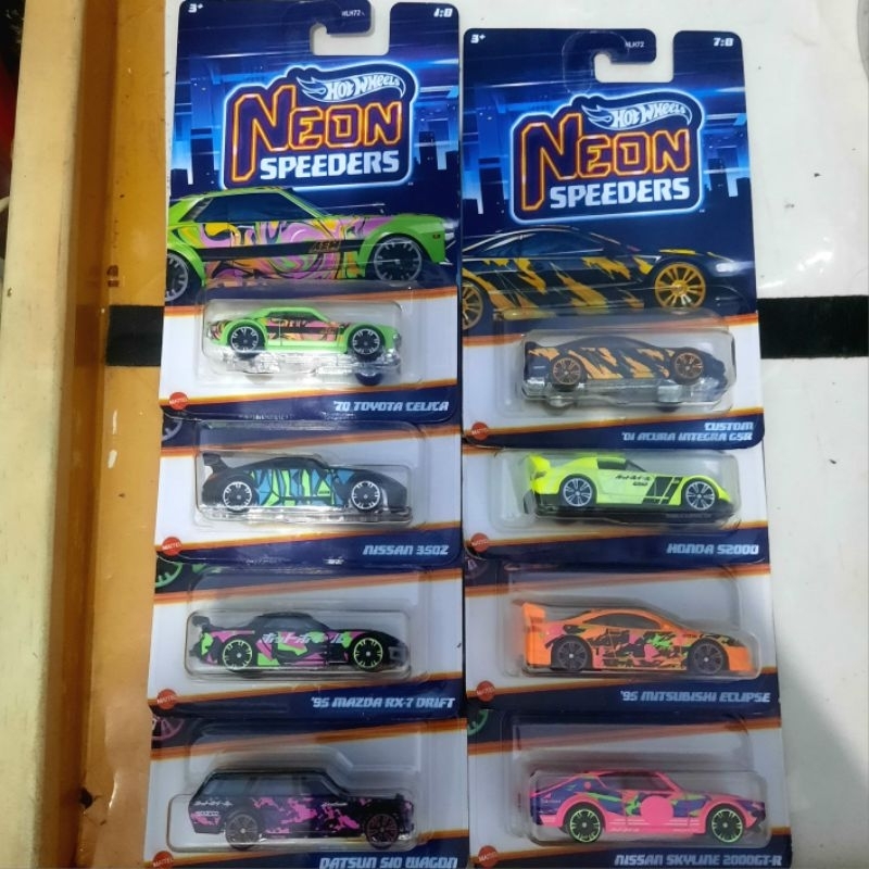 Série Complète Hot Wheels Neon Speeders 2025 - 8 Voitures 1/64 - Neuf Sous Blister