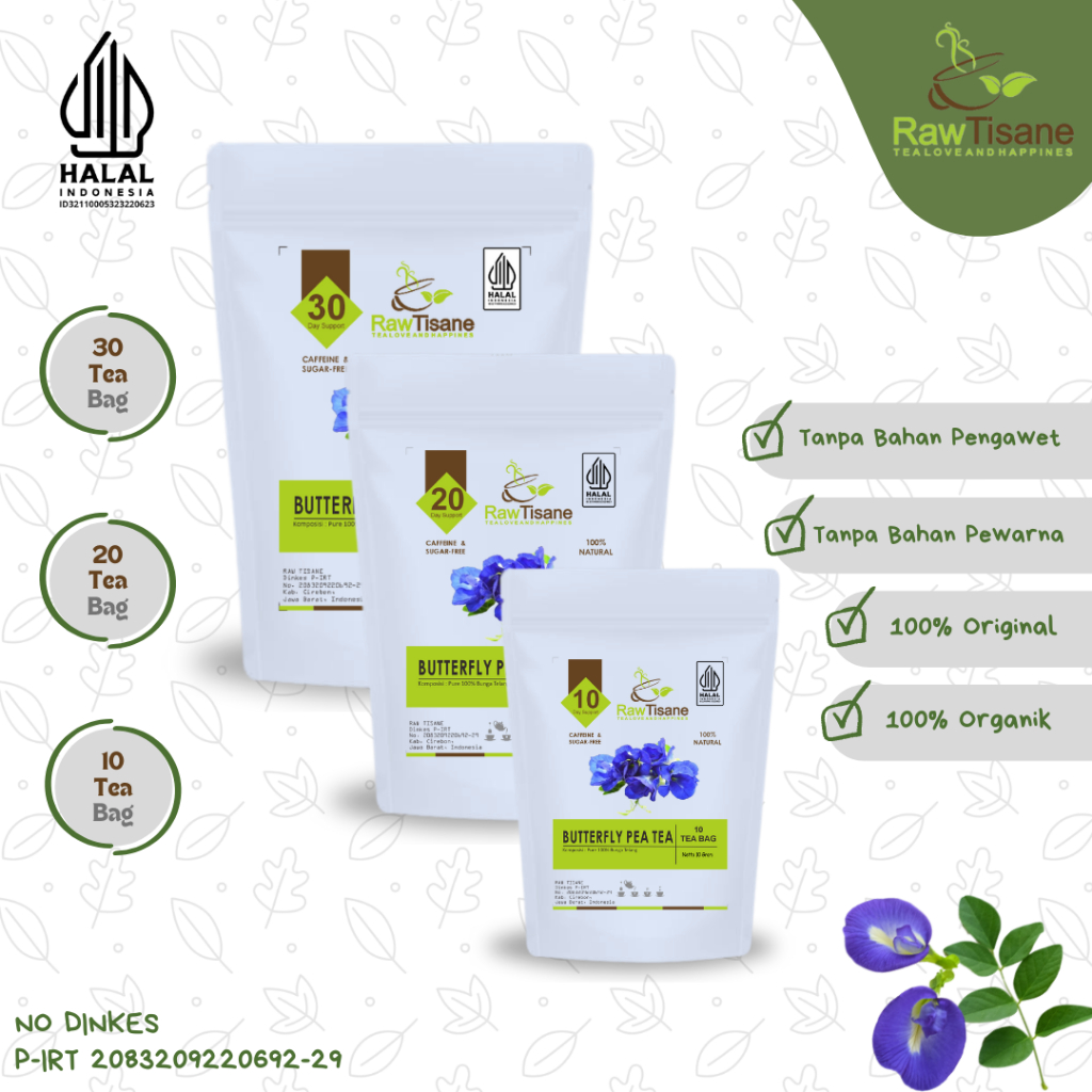 Raw TISANE Butterfly Pea Tea : Blue Butterfly Pea Flower Tea / Telang ...