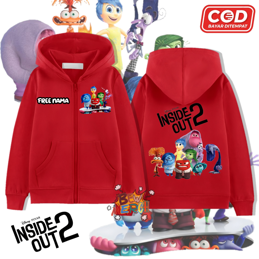 Inside Out 2 Children's Zipper Hoodie / Inside Out Zipper Jacket ...