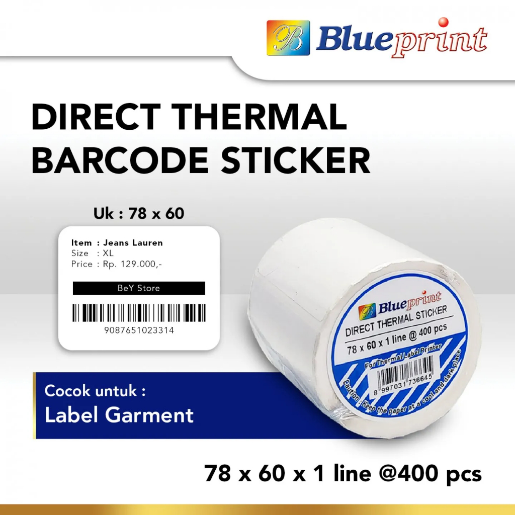 Direct Thermal Blueprint Sticker 78x60 mm Contents 400pcs Receipt Label ...