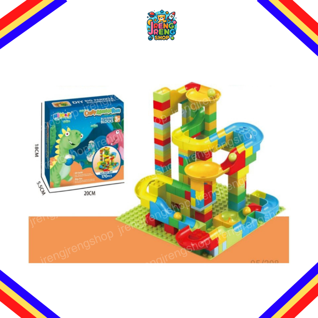 Children's Educational Toy Marble Building Blocks Crazy Marble Run Dino ...