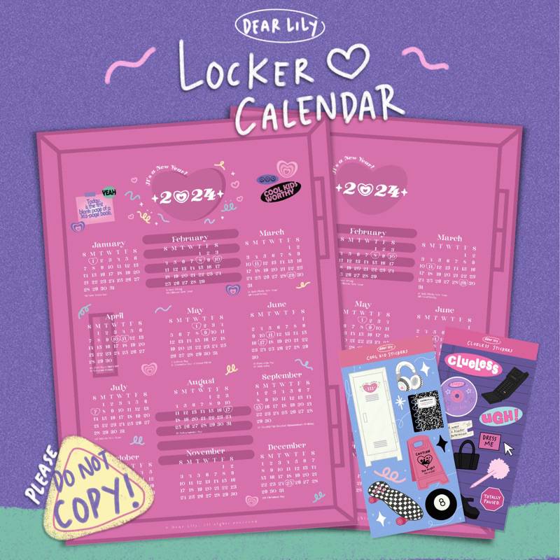 Dear Lily 2024 Calendar Poster Aesthetic Calendar Locker Theme