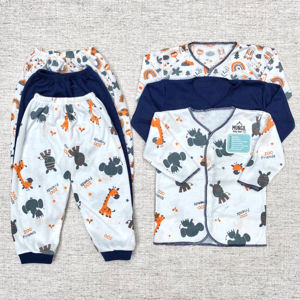3pcs Long Sleeve Clothes+3Pcs Long Pants Newborn Baby Clothes Series