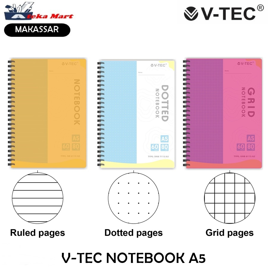 V-tec NOTEBOOK A5/A6 GRID DOTTED RULERS | Shopee Philippines