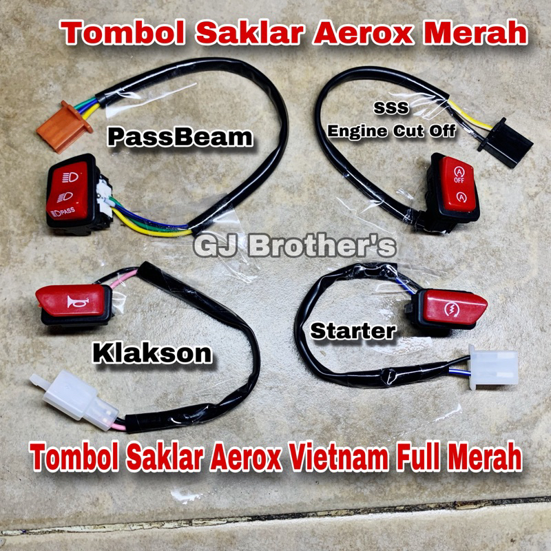 TOMBOL MERAH Switch Button Yamaha Aerox 155 Old/NVX Vietnam Full Red ...