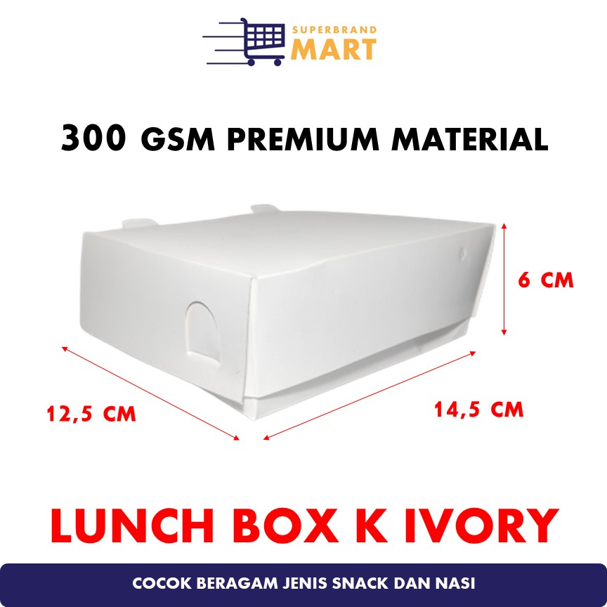 Paper Lunch Box Ivory White K Catering Rice Box 12.5x14.5x6cm Catering ...