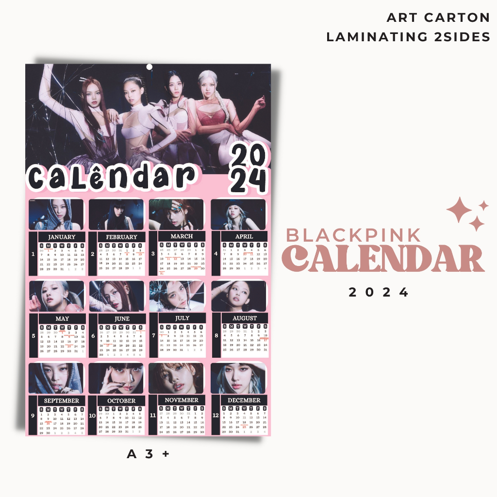 2024 BLACKPINK KPOP Calendar+2-Sided Lamination Korean IDOL UNOFFICIAL ...