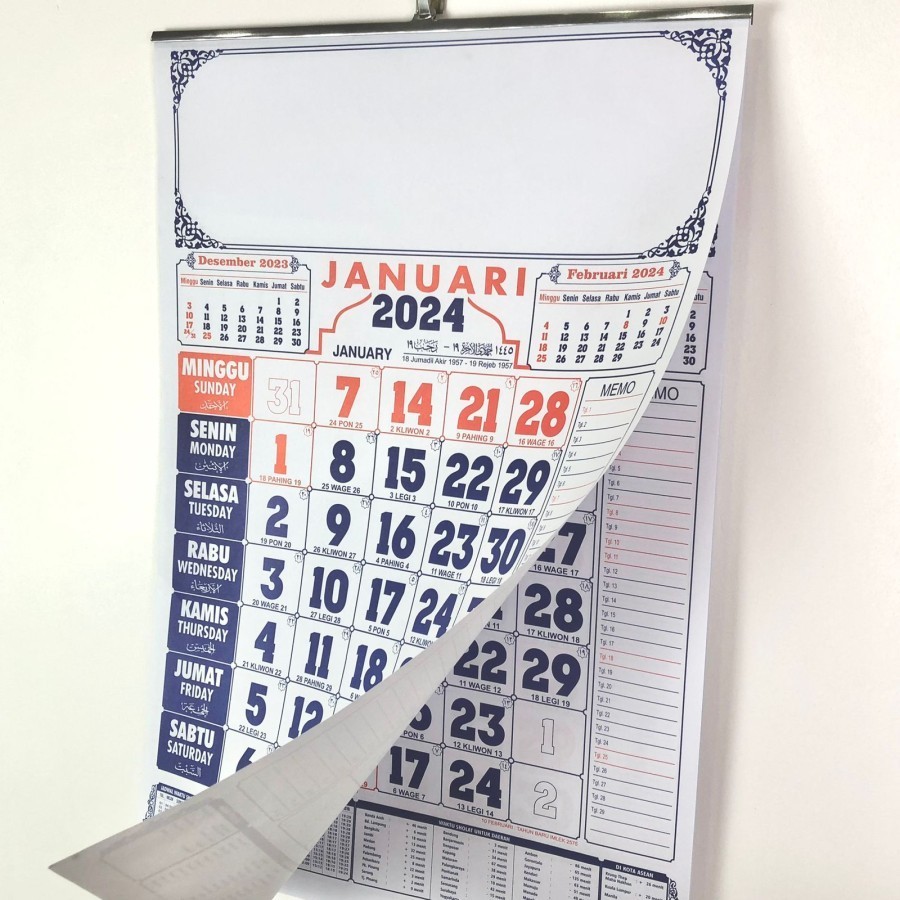 2024 Wall Calendar Complete With Prayer Schedule For HVS EYO BC78 ...