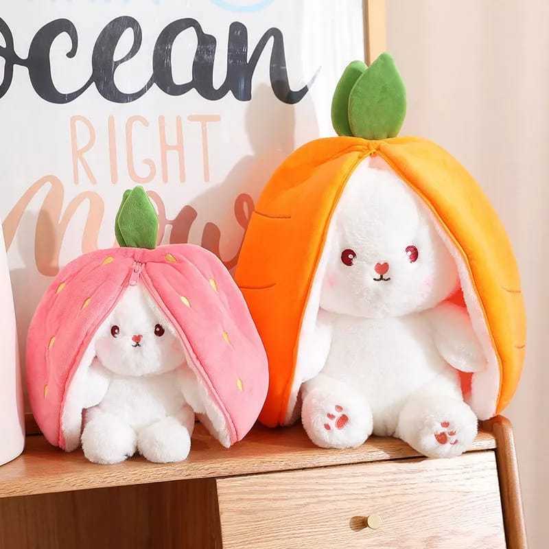 Vj Plush Toy Rabbit Flip Cute Strawberry Soft Stuffed 2in1 Fruit Turns ...