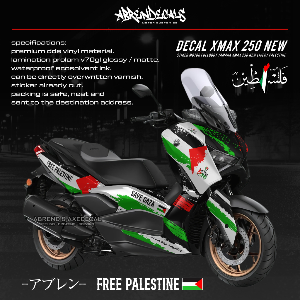 Decal Fullbody Xmax New Palestine Sticker Motorcycle Yamaha X Max