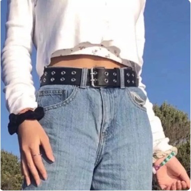 Korean Women's Belts Ringbelt Eyelets Belt Buckle Belts | Shopee ...