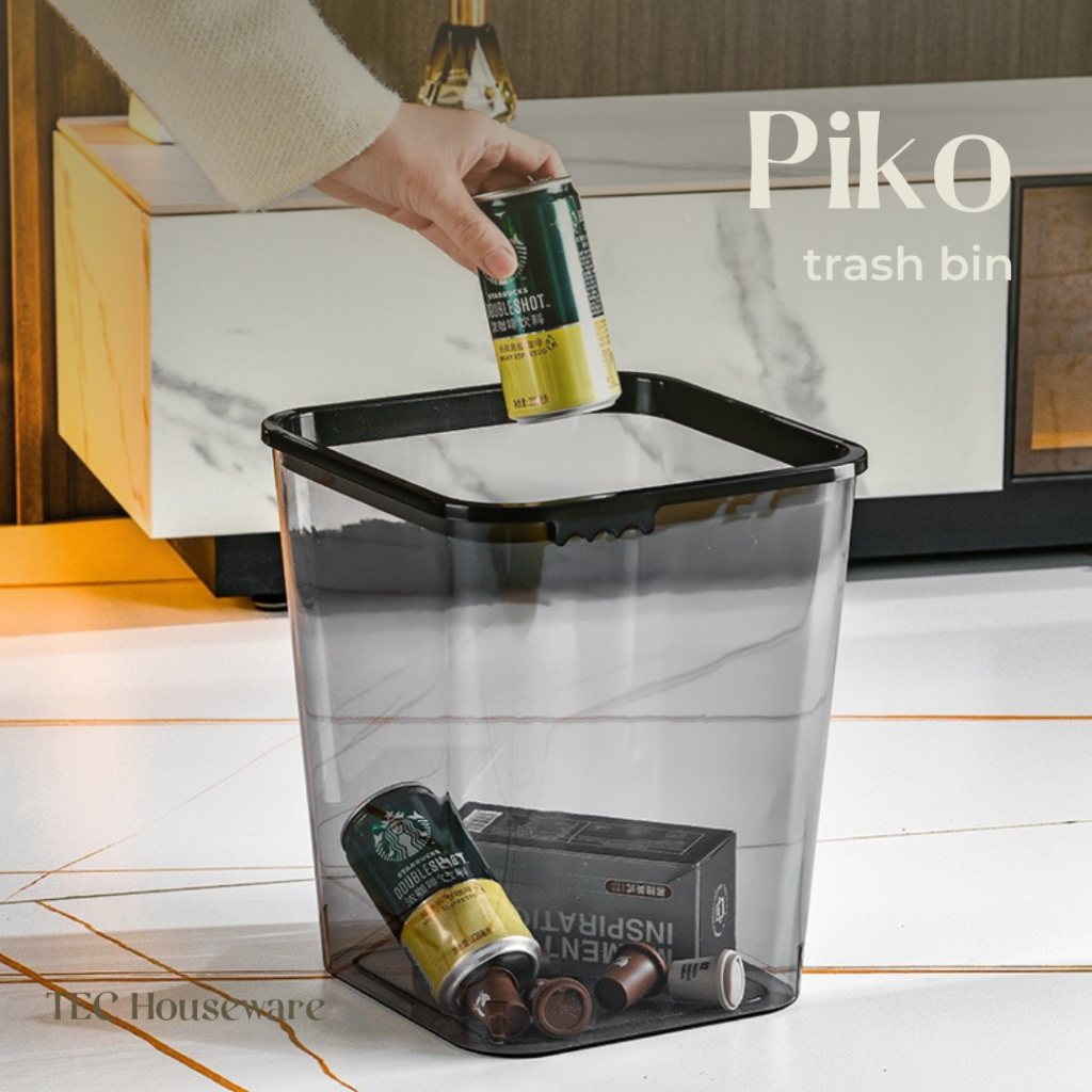【TEC】PIKO Transparent Trash Can Minimalist Aesthetic Aesthetic Trash