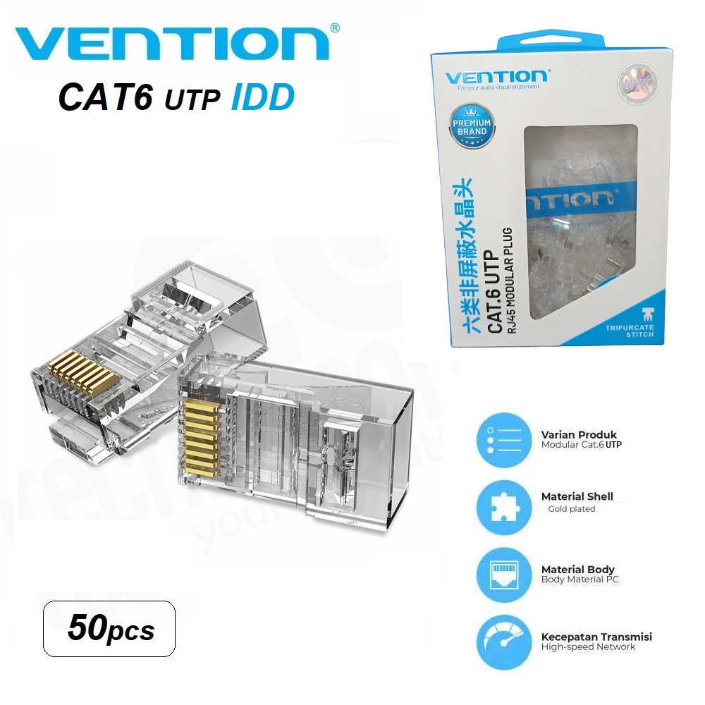 Vention Connector RJ45 Cat6 UTP/FTP Modular Plug 50pcs | Shopee Philippines