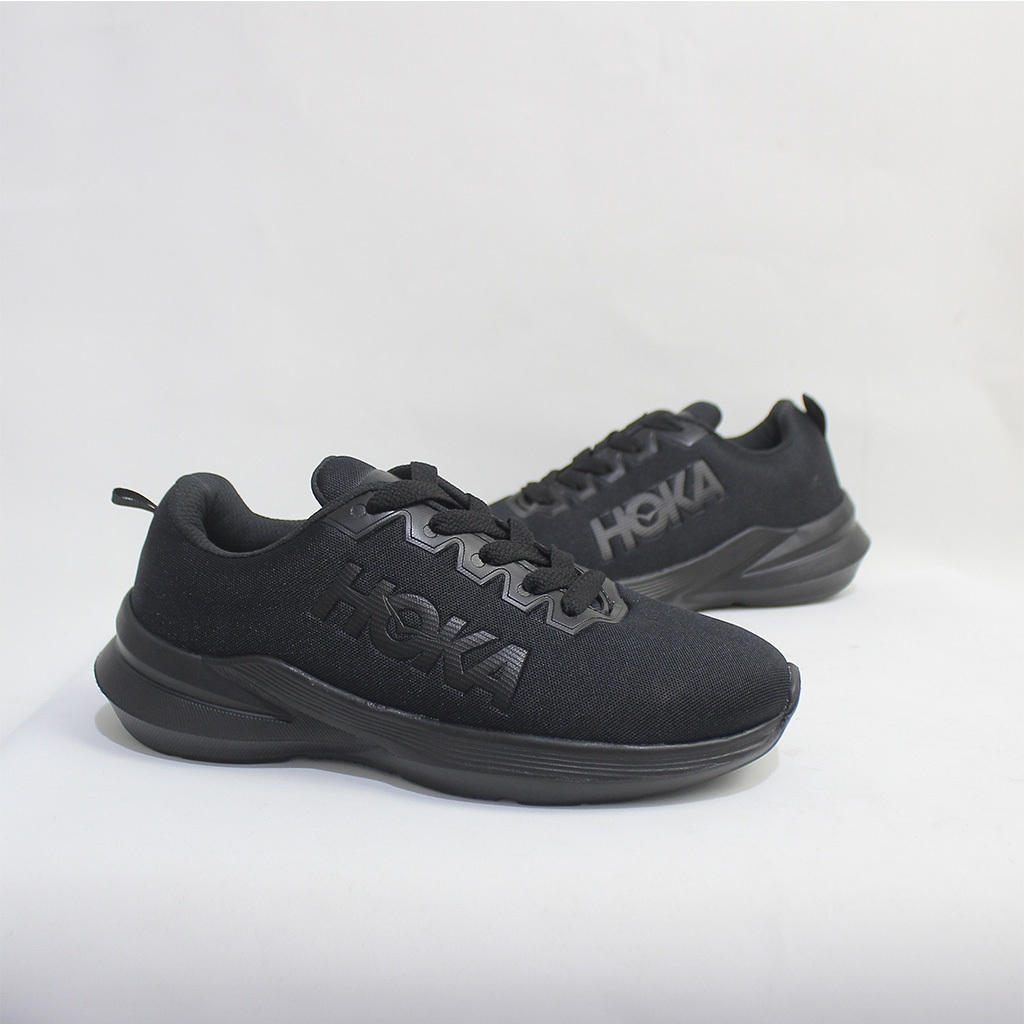 HITAM Plain BLACK School Shoes HOKA Men Women SPORTY MODEL FULL BLACK ...