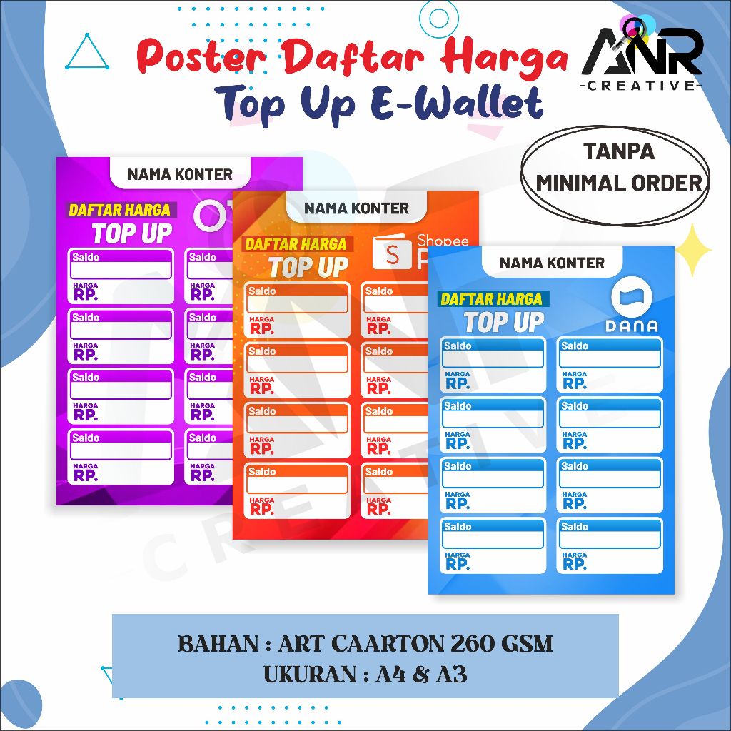 Topup Ewallet Poster/Topup Price List Poster/Counter Poster/Counter ...