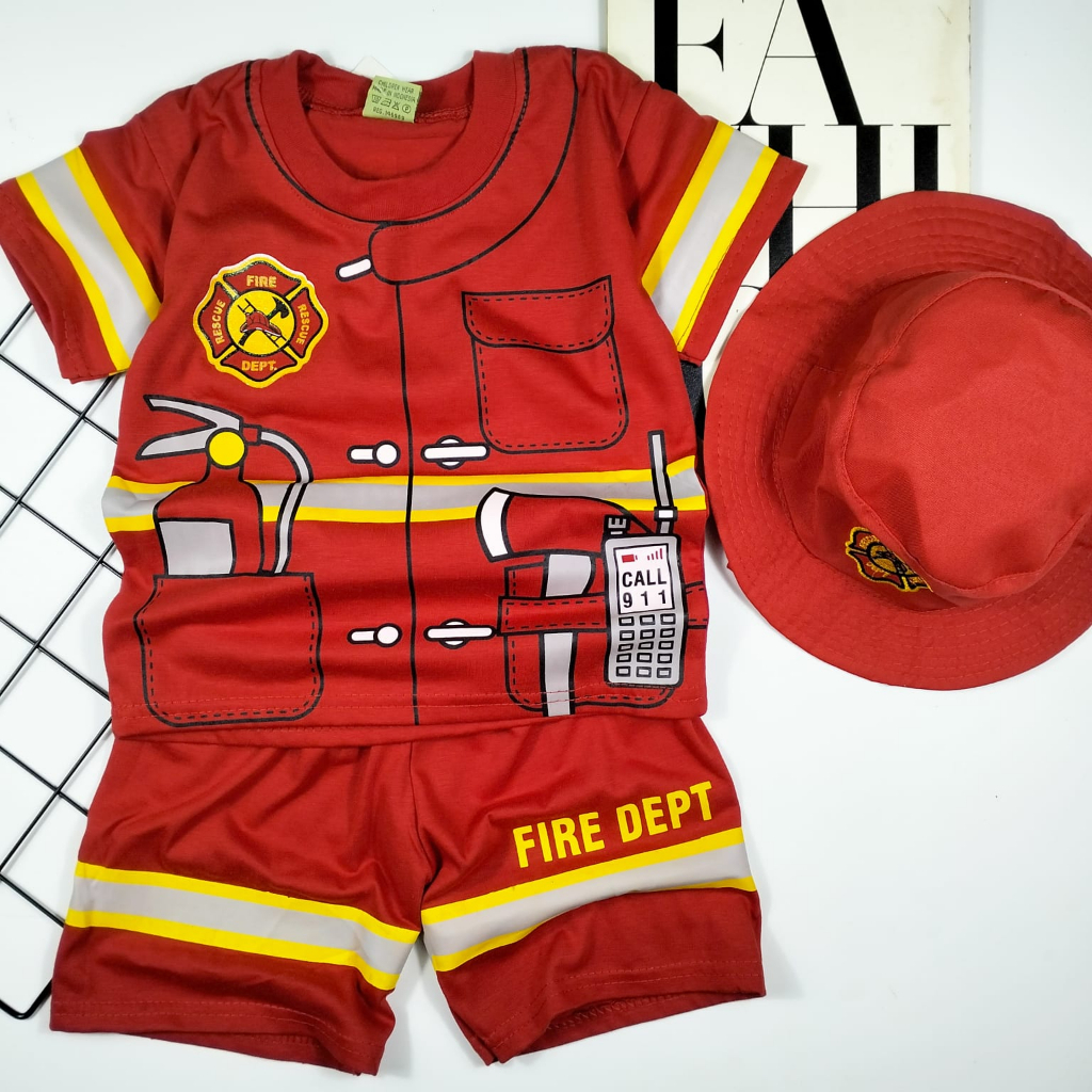 Firefighter Children's Costume Suits For Children 2-10 Years | Shopee ...