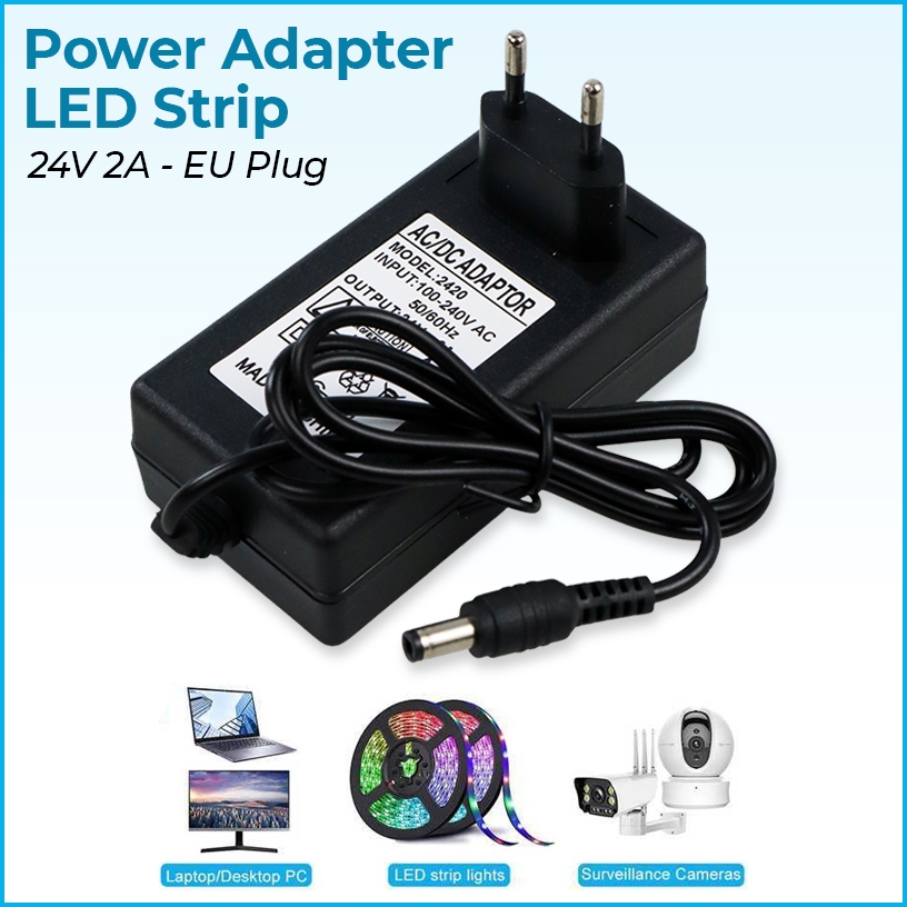 Adapter Power Supply Converter AC to DC 24V 2A Adapter LED Strip ...