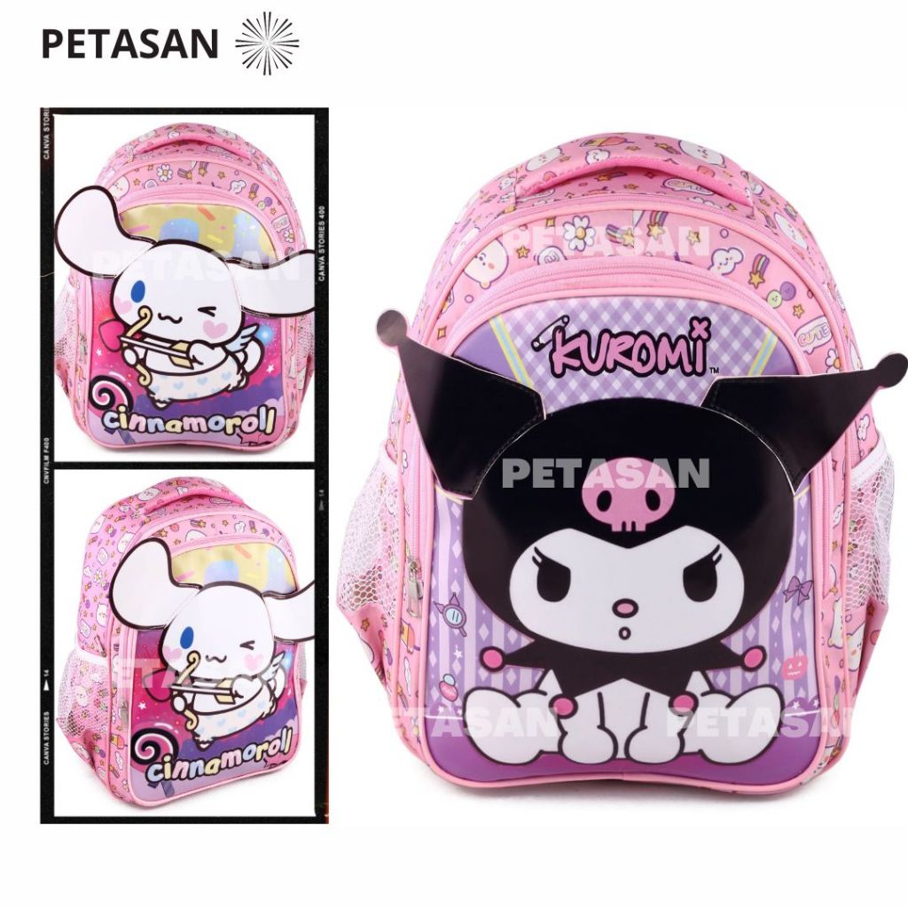 Pts - Women's School Bag Power Ear Backpack Kindergarten 3D - Kuromi ...