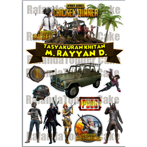Pubg game birthday cake Topper custom name birthday cake Topper ...