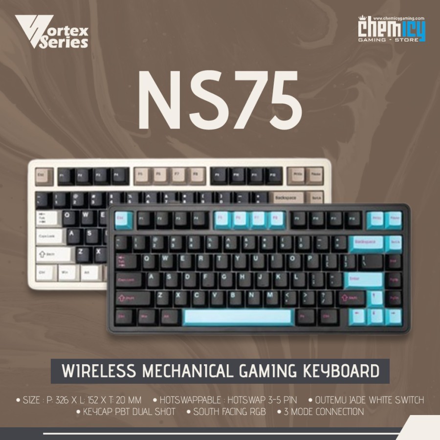 Vortex Series NS75 / NS 75 Gasket Mount 75% Wireless Mechanical Gaming ...
