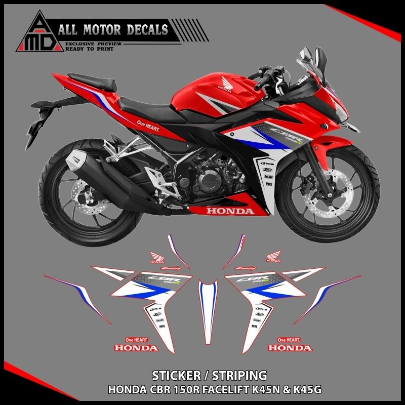 Striping Original Honda Cbr 150r facelift K45G Custom Racing Red / Cbr ...
