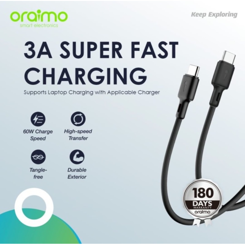 Oraimo Data Cable Type-C FastLine 2 Cable Fast Charging 5V 3A 60W 1.5M ...