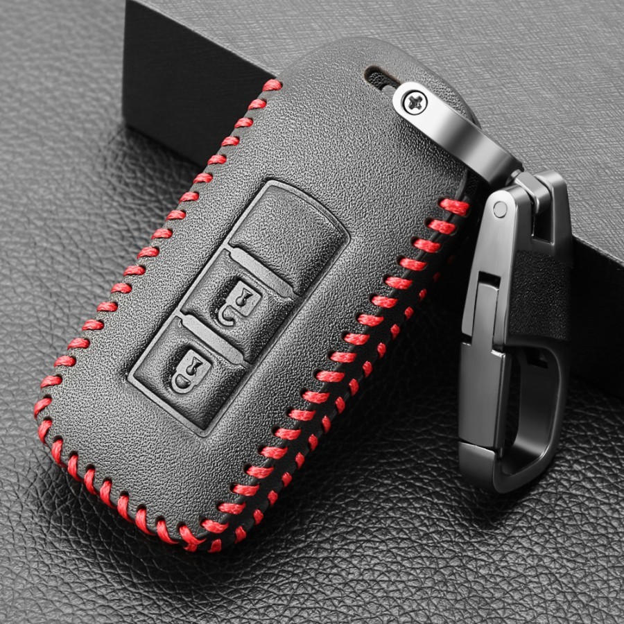 TOMBOL Key Leather Cover Mitsubishi Xpander Pajero 2-button Remote Key ...