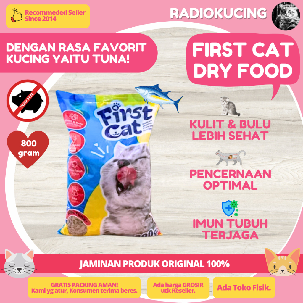 Dry Food FIRST CAT 800g kibble Fish CAT Food [JUWIES RADIO CAT ...