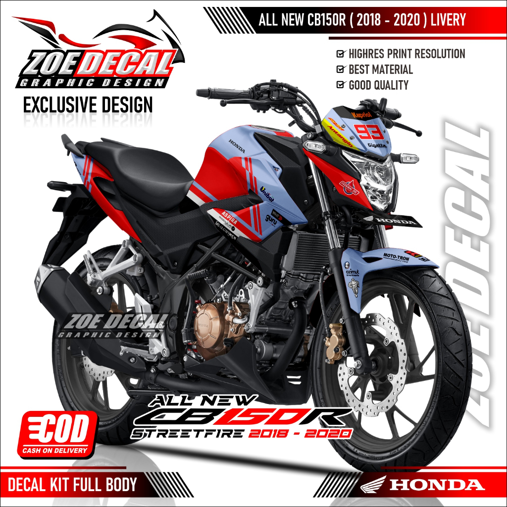 Newest Decal Sticker FULL BODY HONDA CB150R StreetFire Livery Gressini ...