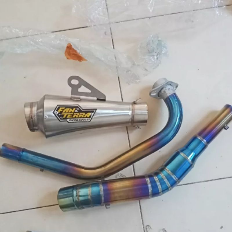 Exhaust racing fantera neck bluegold inlet 50mm great sound pnp satria ...