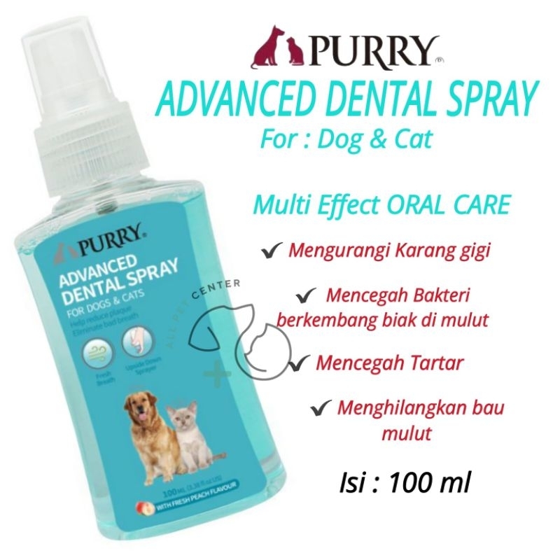 Purry Advanced Dental Spray Dog Cat Bad Breath Coral Cleaner 100ml ...