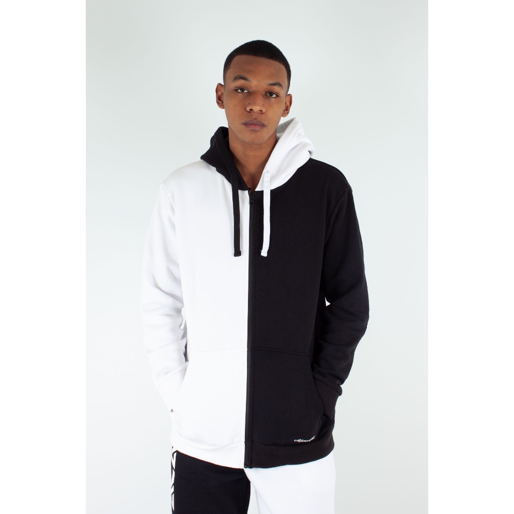 Black and white hoodie jacket sale