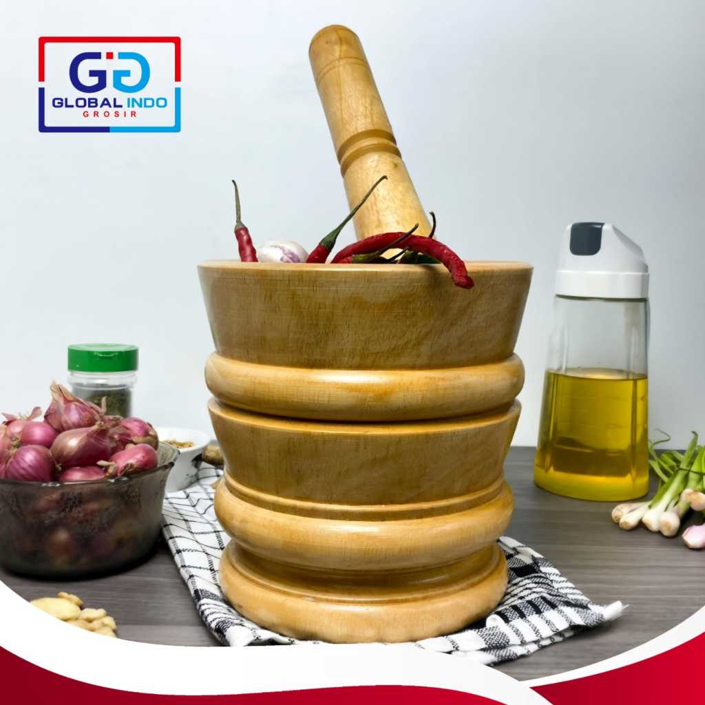 KAYU Wooden Mortar Carved Spice Mashing Tool Spice Mashing Tool 1 Set ...