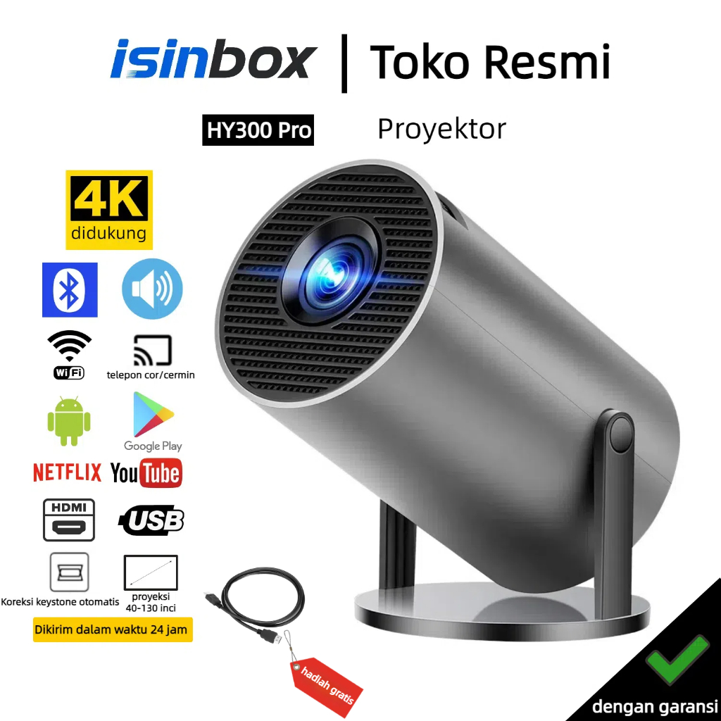 Isinbox HY300 Pro Projector Android 11 Smart Projector 4k Wifi