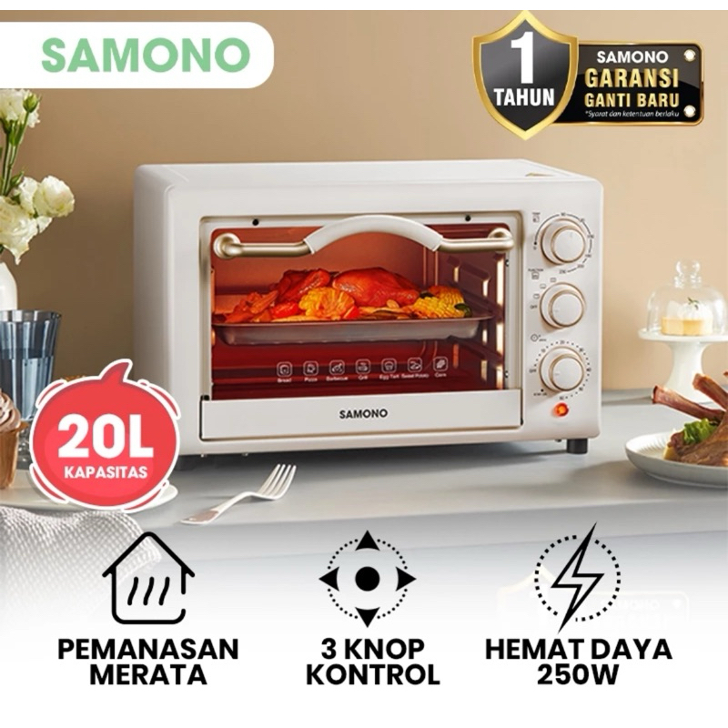 Samono Electric Toaster Oven Low Watt Power Saving 20 Liter 3 Knob ...