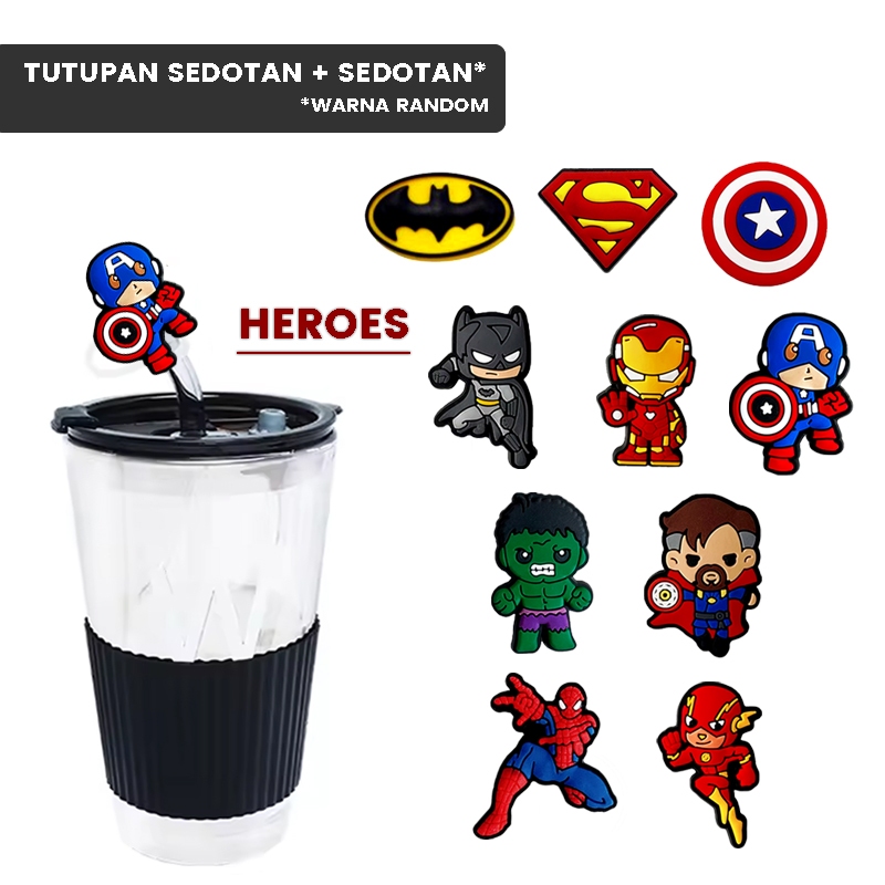 BB 2D Silicone Straw Cover + random color anti-dust Heroes straw ...