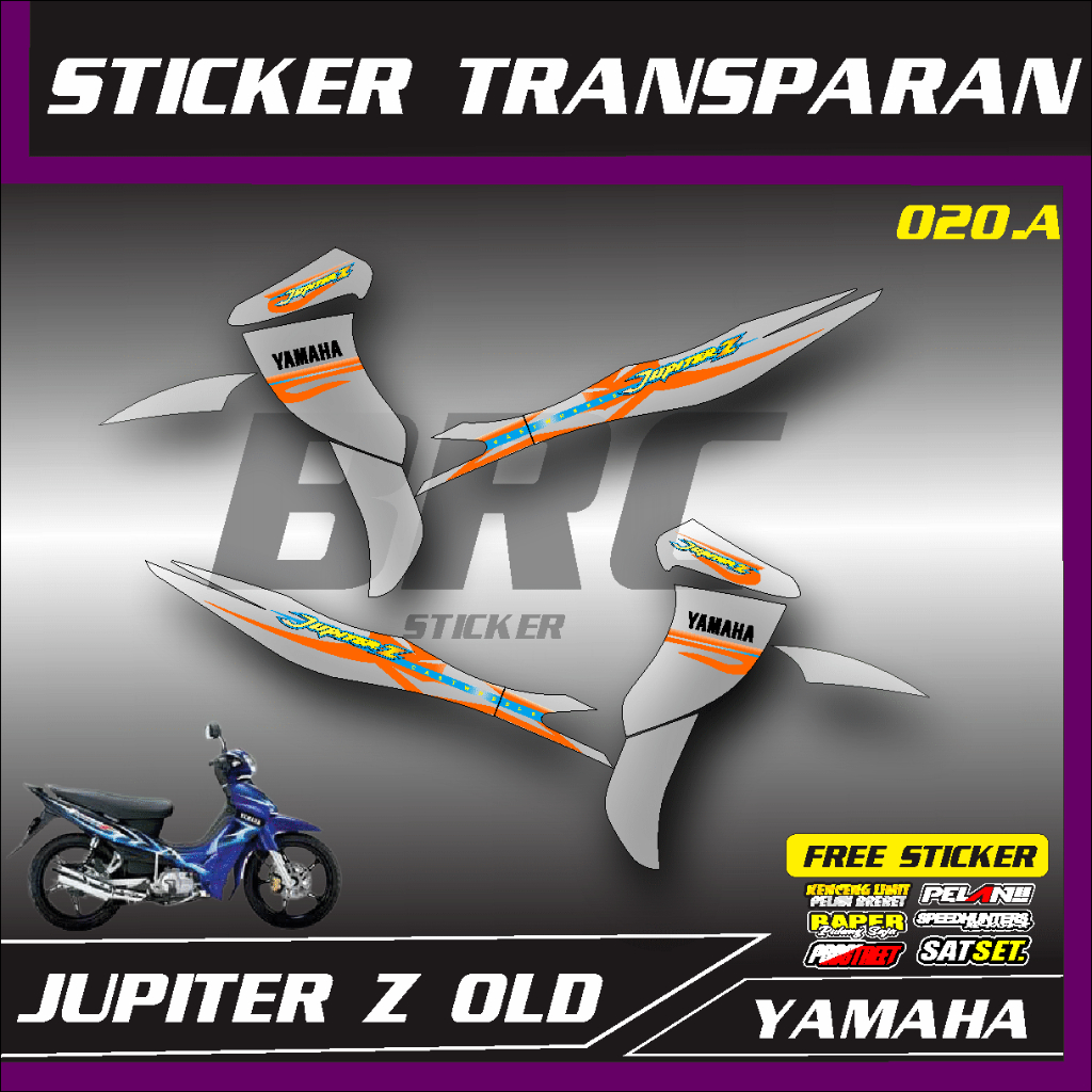 Jupiter Z OLD BURHAN TRANSPARENT STRIPING STICKER RACING COLOR VARIANTS ...