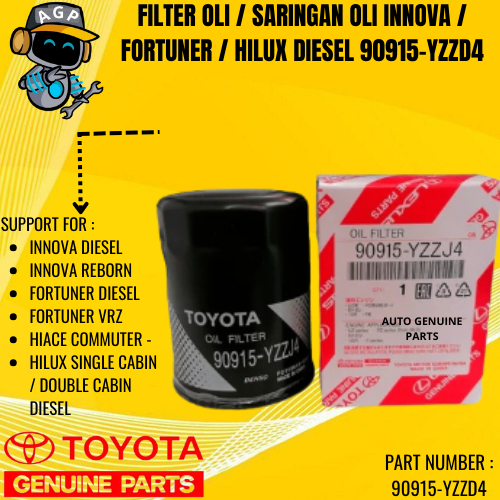 OIL FILTER INNOVA OIL FILTER/ FORTUNER/ HILUX DIESEL 90915-YZZD4 ...