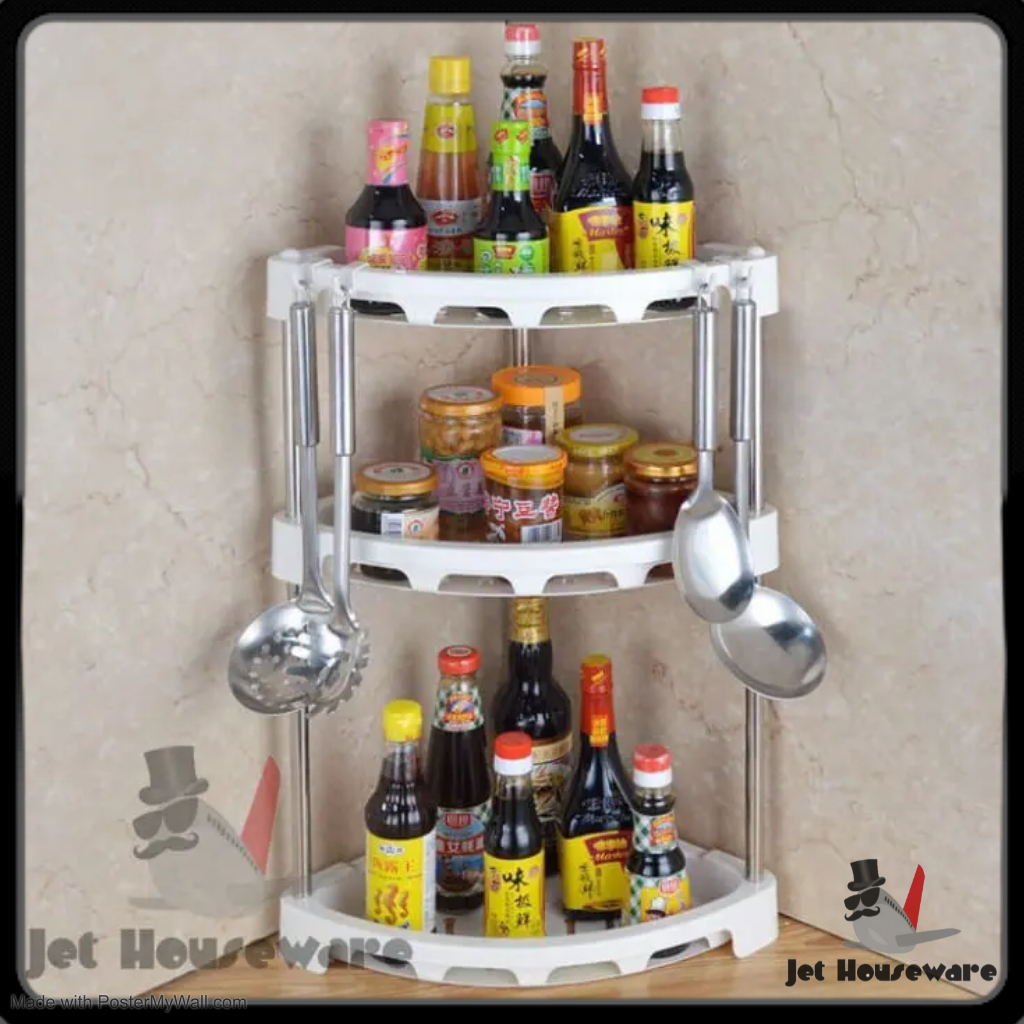 JET HOUSEWARE - KITCHEN SPICE RACK PLATE RACK KITCHEN CORNER RACK 3 ...
