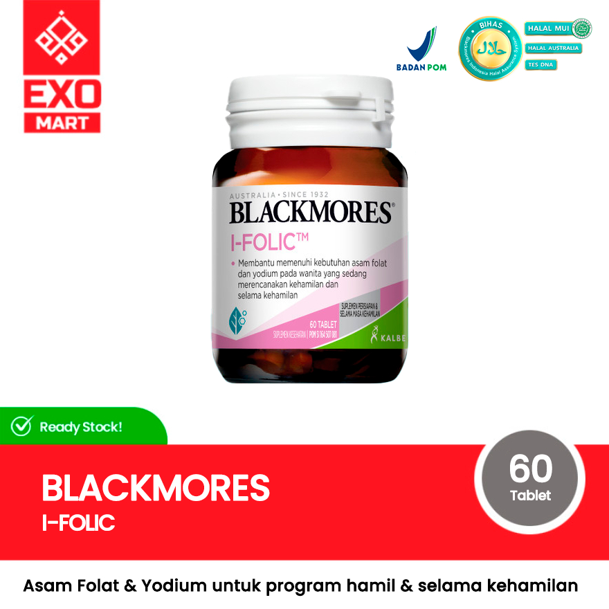 Blackmores - I Folic 60 Tablets BPOM Kalbe - Folate Acid Iodine Promil ...