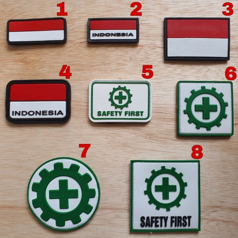 Patch Rubber Logo K Safety First Indonesian Flag Velcro Rubber