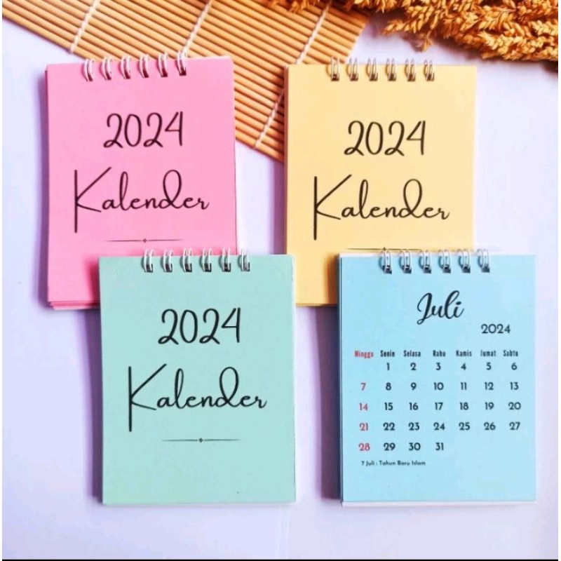 Calendar 2025/2024 Aesthetic Mini Pastel Color (8.5Cm x 11cm) Shopee