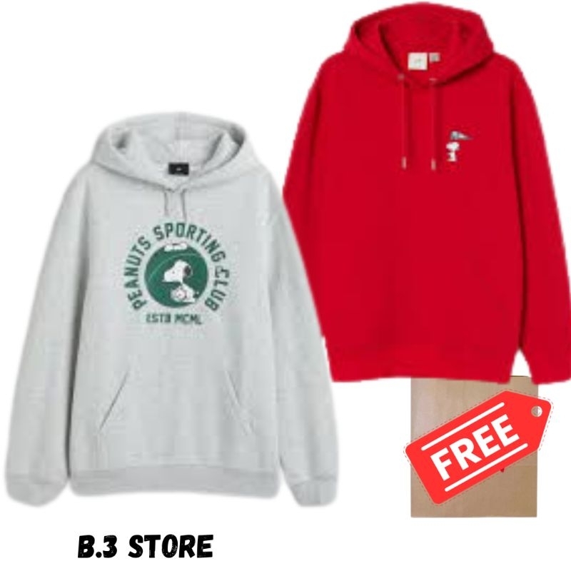 Hoodie Jacket HM Peanuts Red Peanuts Sporting Club Gray Hoodie Sweater