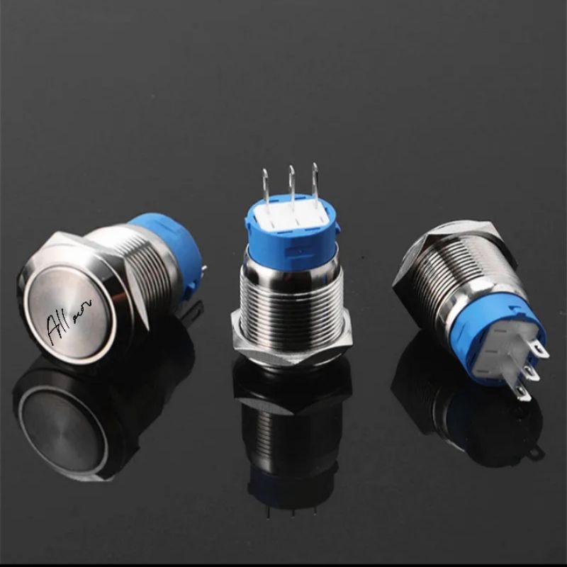 16mm Stainless Steel Push On Off Switch Self Locking / On Off Switch ...