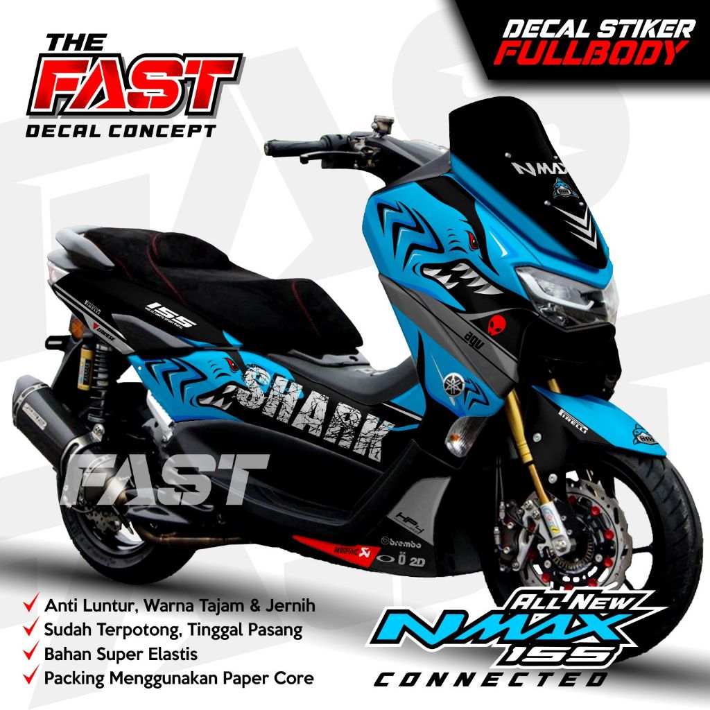 Decal Sticker Yamaha Nmax 155 New Fullbody Shark Decal Sticker Nmax New