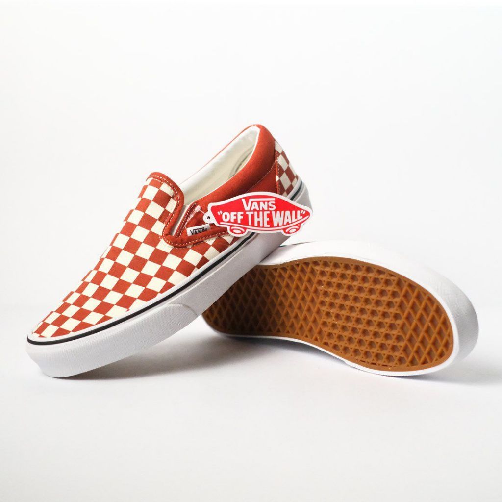 Vans Slip-On Checkerboard Red Picante (100% Original) | Shopee Philippines