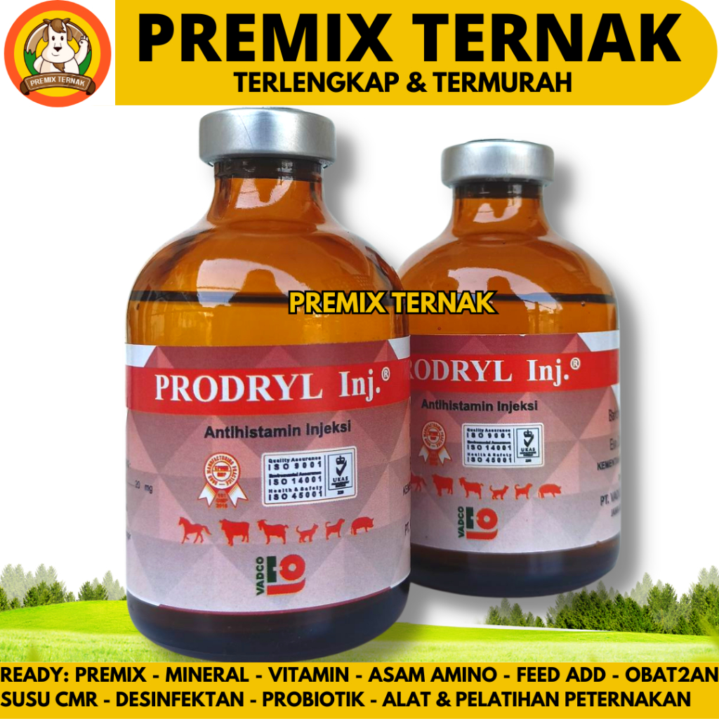 Prodryl 50ML Antihistamine Anti Allergy Animal Cow Goat Sheep Pig Dog
