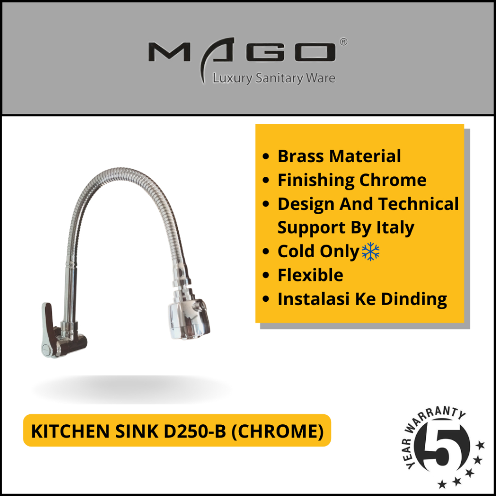 Mago Flexible Dishwashing Faucet/Kitchen Sink D250B (Chrome) Shopee